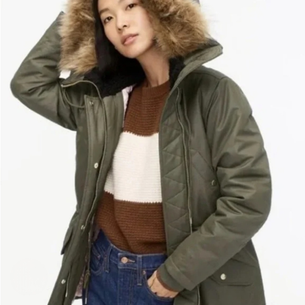 J. Crew | Perfect Winter Parka, Size Small Tall, Olive Green